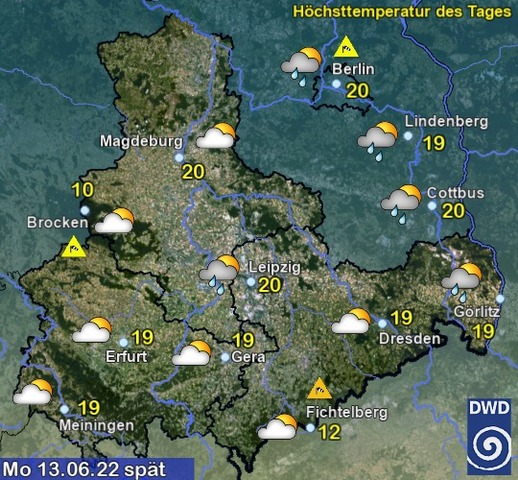 Sachsen-Anhalt Wetter für Montag