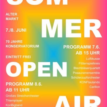Freitag & Samstag: Sommerliche Open Air Konzerte des Konservatoriums auf dem Alten Markt