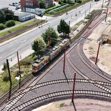 Neubau Straßenbahnstrecke Rothensee: Umfangreiche Bauarbeiten sorgen für Unterbrechung des Straßenbahnverkehrs