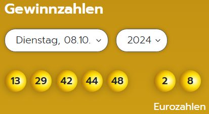 Eurojackpot: Zahlen & Quoten der Dienstags-Ziehung