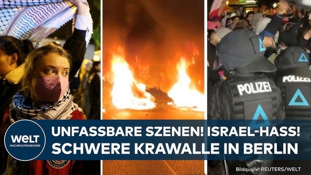 BERLIN: SCHWERE KRAWALLE bei propalästinensischer Demo – Israel-Hasser randalieren und zündeln