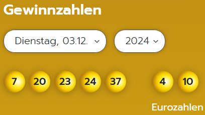 Eurojackpot: Zahlen & Quoten der Dienstags-Ziehung