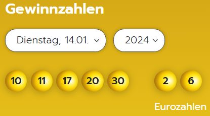 Eurojackpot: Zahlen & Quoten der Dienstags-Ziehung