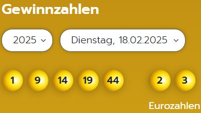 Eurojackpot: Zahlen & Quoten der Dienstags-Ziehung