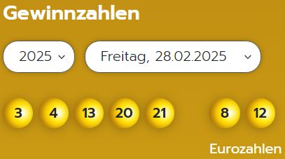 Eurojackpot: Zahlen & Quoten der Freitags-Ziehung