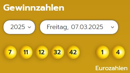 Eurojackpot: Zahlen & Quoten der Freitags-Ziehung